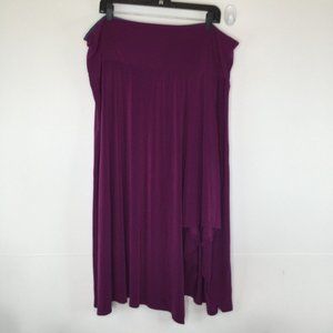 Women with Control Skirt Women Size 2X Purple Hi-Low Midi Length Pull-On